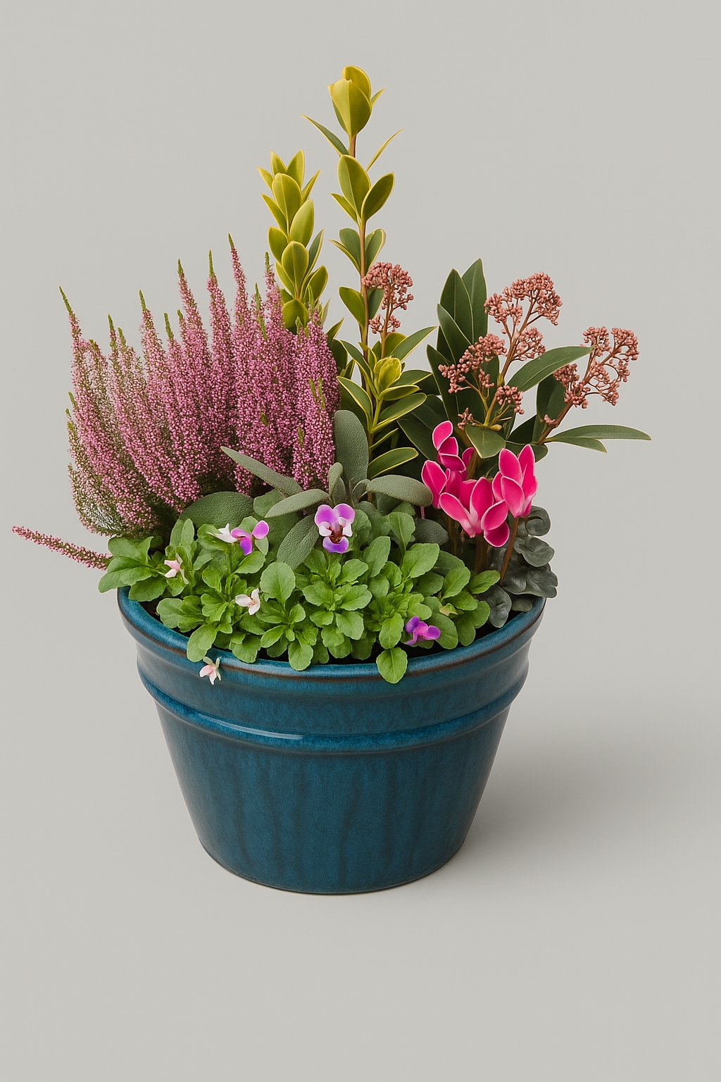 Deluxe Mixed Seasonal Planter in Glazed Pot