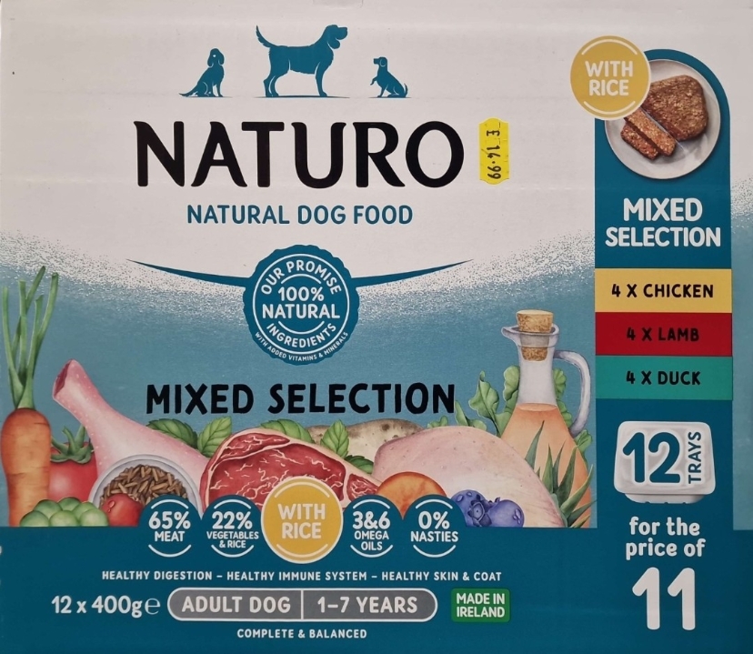 Naturo Natural Dog Food Mixed Selection 12 Trays
