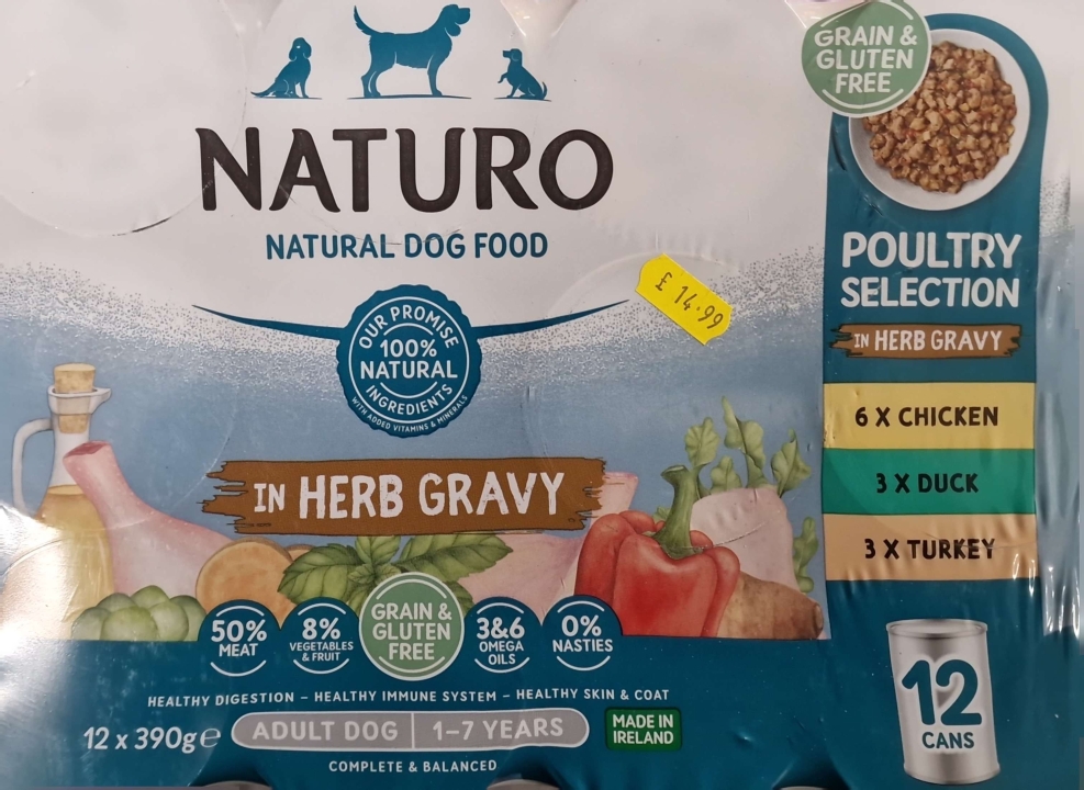 Naturo Natural Dog Food Poultry Selection in Herb Gravy 12 cans