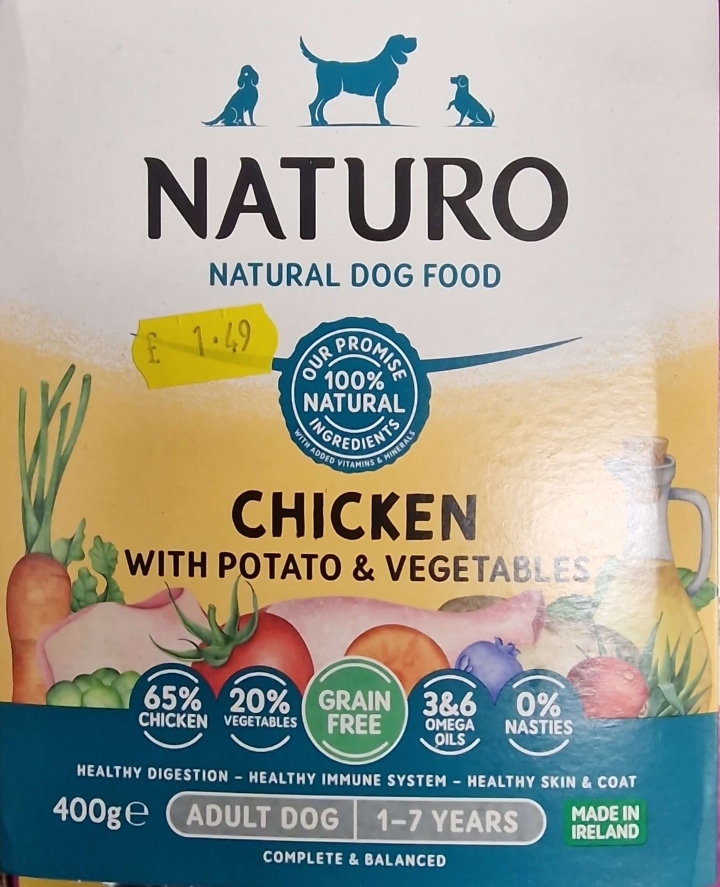 Naturo Natural Dog Food Chicken with Potato and Vegetables 400g
