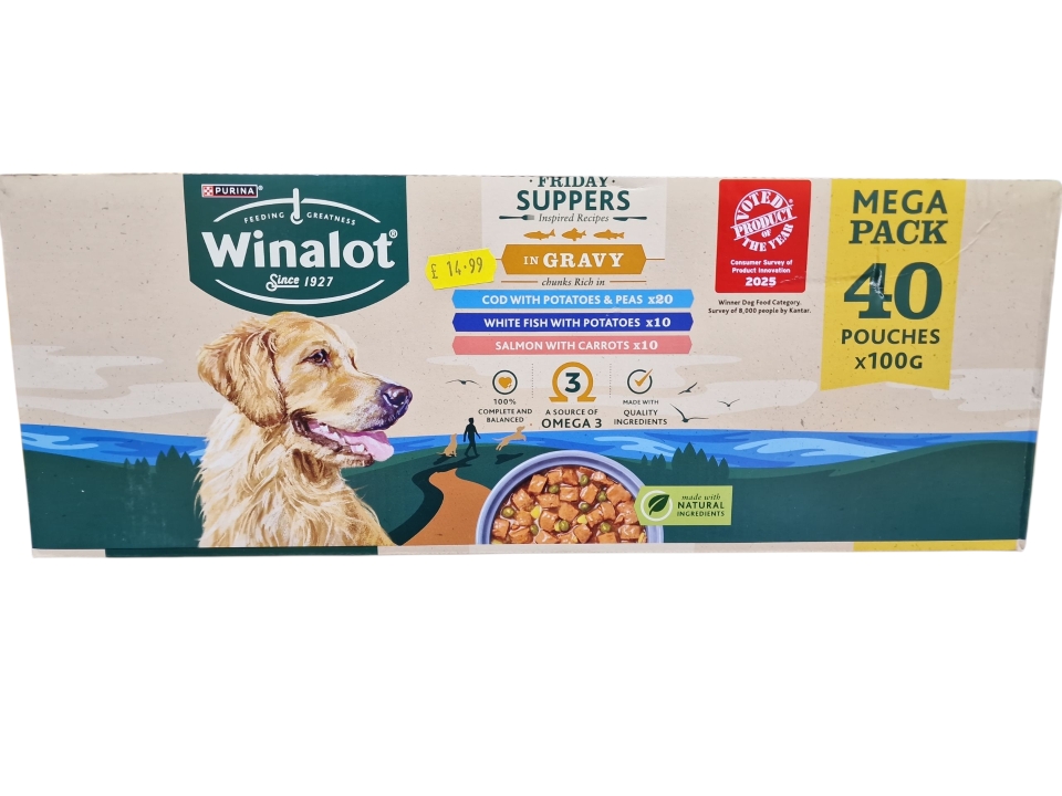 Winalot Friday Suppers Fish Selection in Gravy Mega Pack 40 x 100g Adult Dog Food