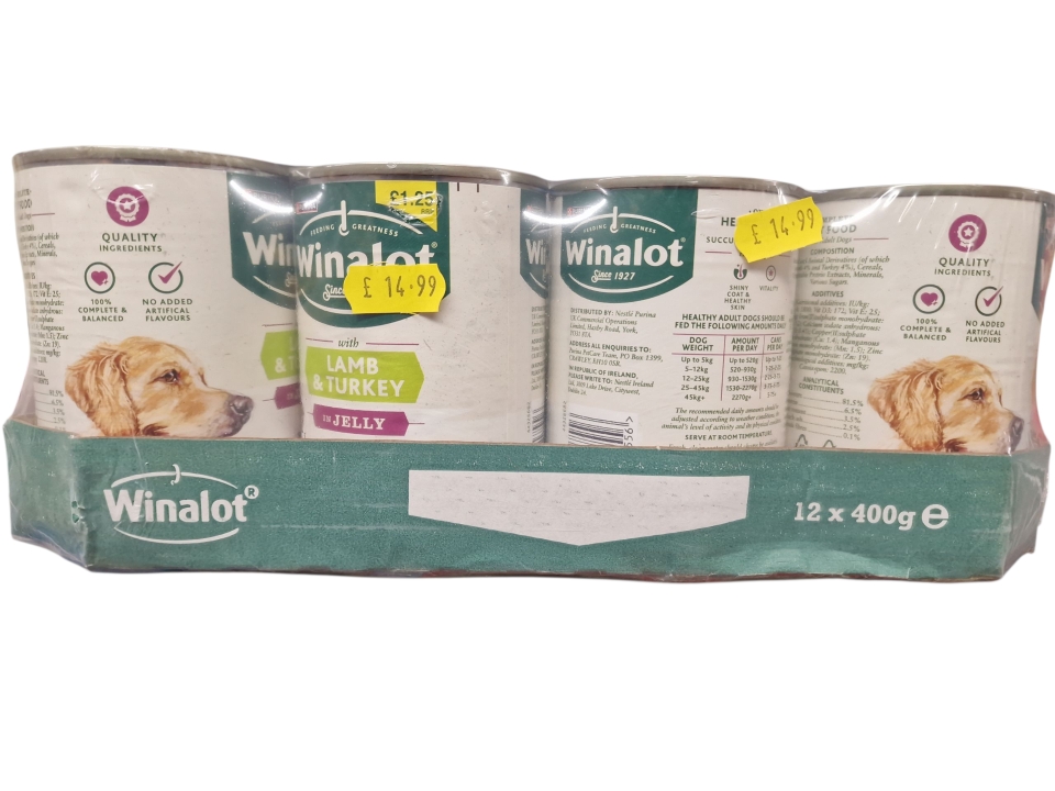 Winalot Adult Dog Food Lamb and Turkey in Jelly 12 x 400g Cans