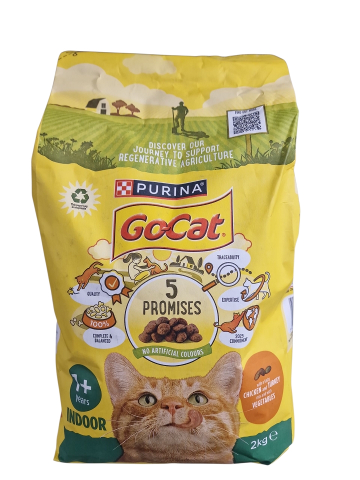 Purina Go Cat Indoor Adult Dry Cat Food Chicken and Turkey with Veg 2kg Bag