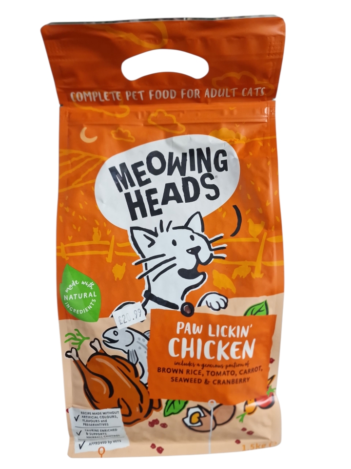 Meowing Heads Paw Lickin Chicken Adult Dry Cat Food 1.5kg