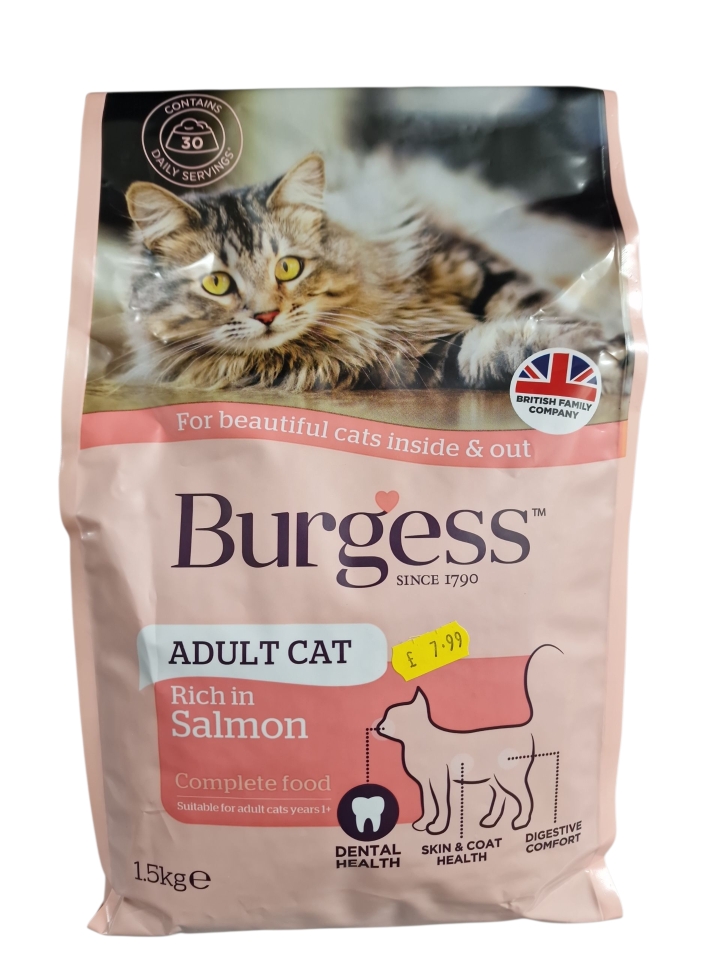 Burges Adult Cat Dry Food Rich in Salmon 1.5kg
