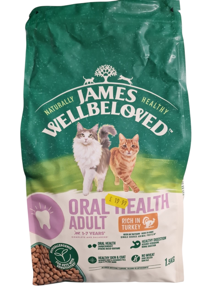 James Wellbeloved Oral Health Adult Cat Food Rich in Turkey 1.5kg