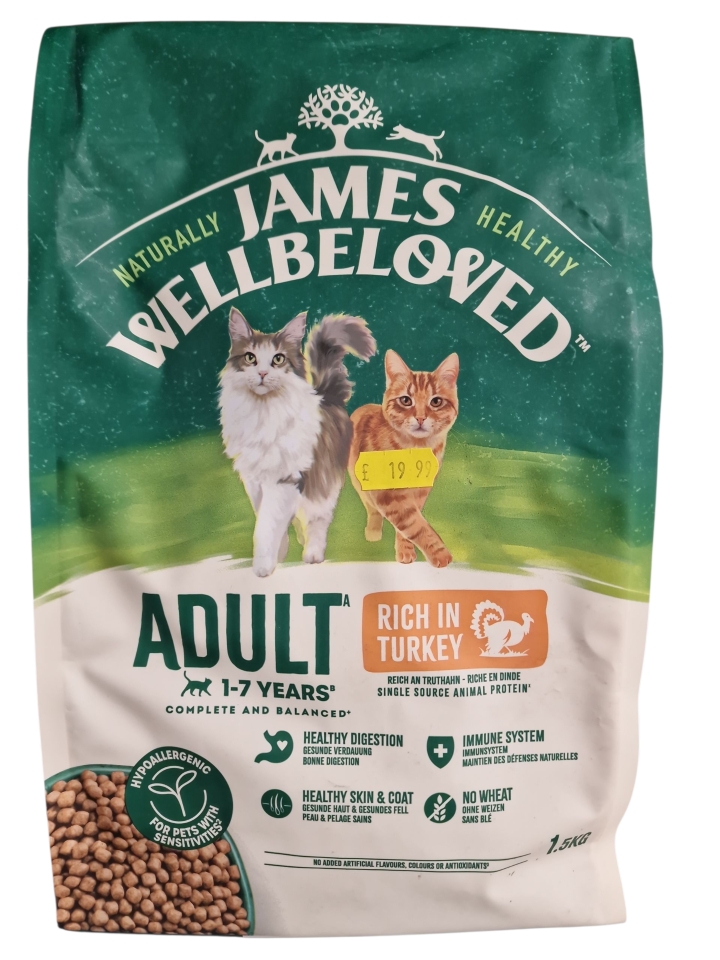 James Wellbeloved Adult Cat Food Rich in Turkey 1.5kg