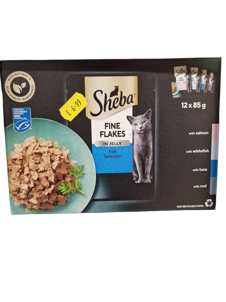 Sheba Fine Flakes in Jelly Fish Selection 12 x 85g