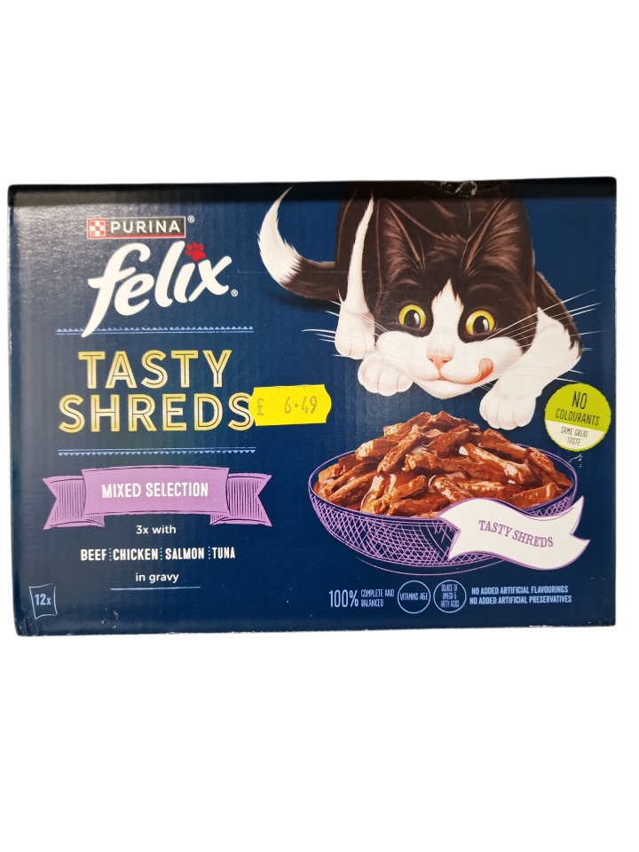 Felix Tasty Shreds Mixed Selection in Gravy 12 Pouches