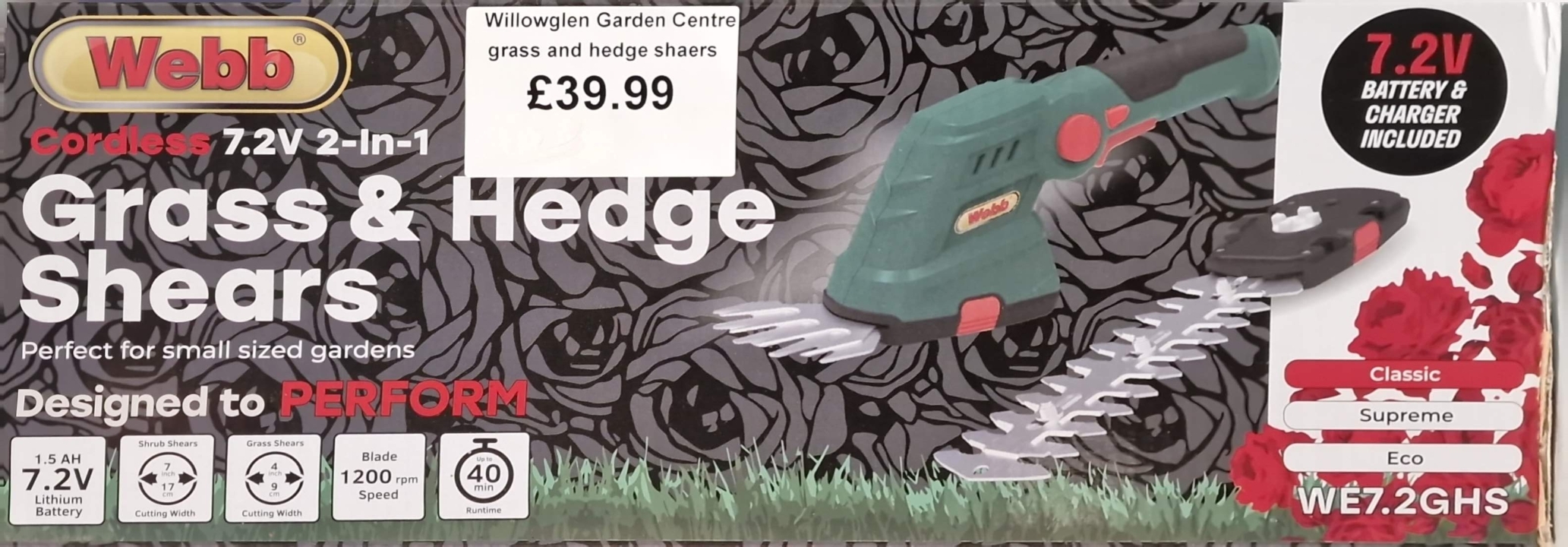 Webb Cordless 7.2V 2 in 1 Grass and Shrub Shears