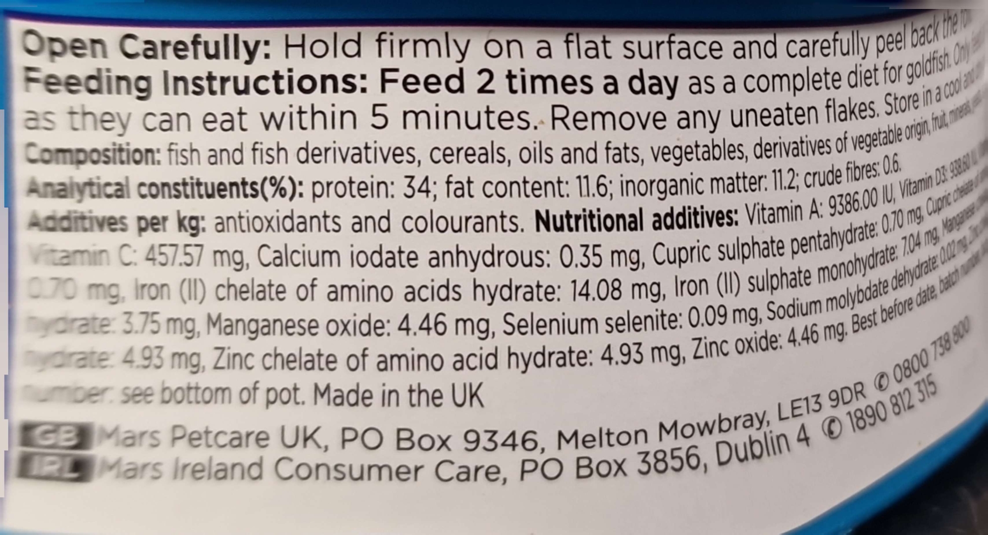 Aquarian Goldfish & Coldwater Flake Food   Complete Nutrition