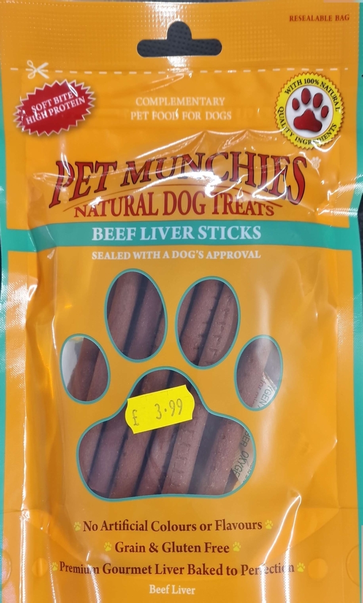 Pet Munchies Beef Liver Sticks Natural Dog Treats
