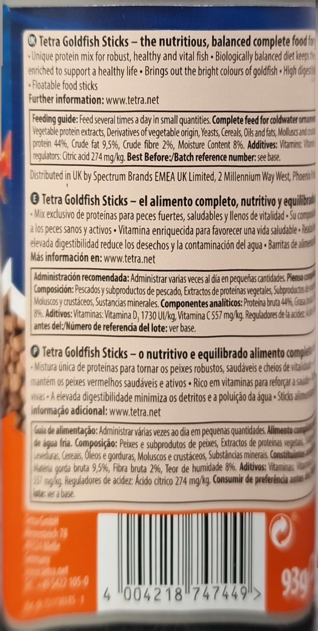 Tetra Goldfish Sticks