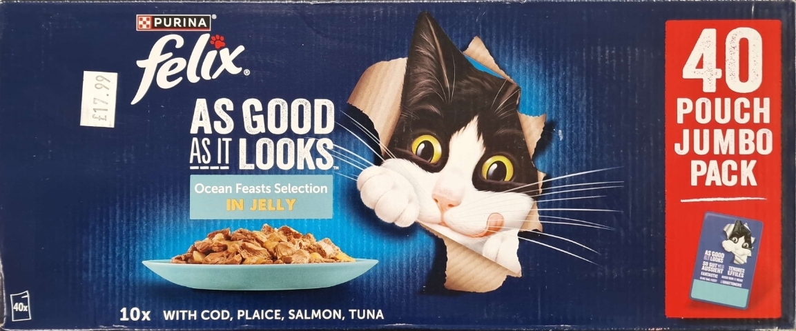 Felix As Good As It Looks Ocean Feasts Selection in Jelly   40 Pouch Jumbo Pack