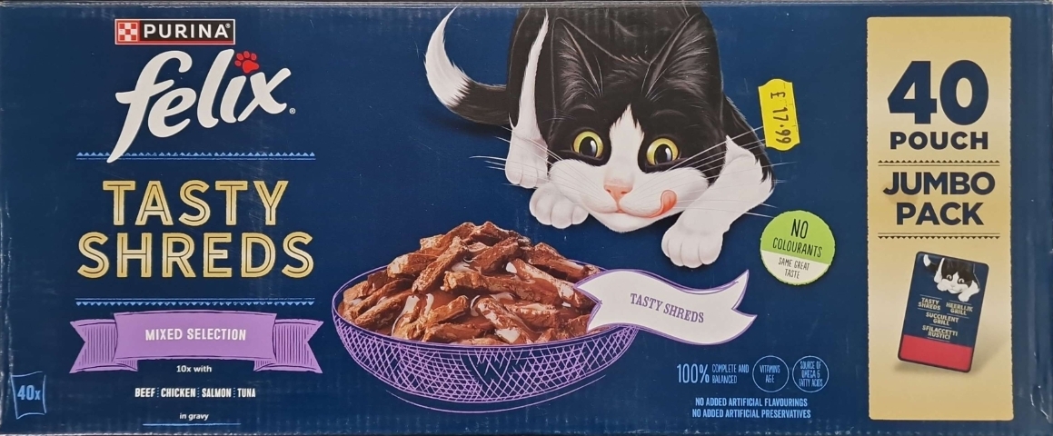 Felix Tasty Shreds Mixed Selection in Gravy 40 Pouch Jumbo Pack