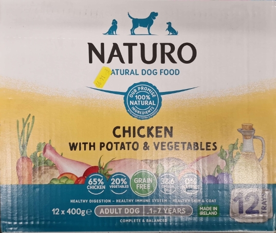 Naturo Natural Dog Food Chicken with Potato and Vegetables 12 trays