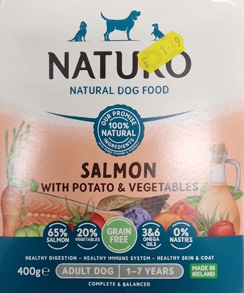 Naturo Natural Dog Food Salmon with Potato and Vegetables 400g