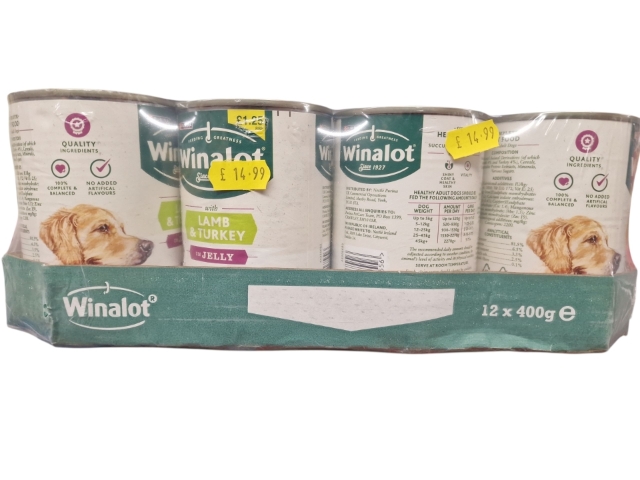 Winalot Adult Dog Food Lamb and Turkey in Jelly 12 x 400g Cans