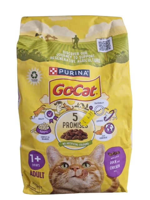 Purina Go Cat Adult Dry Cat Food Duck and Chicken Mix 2kg Bag