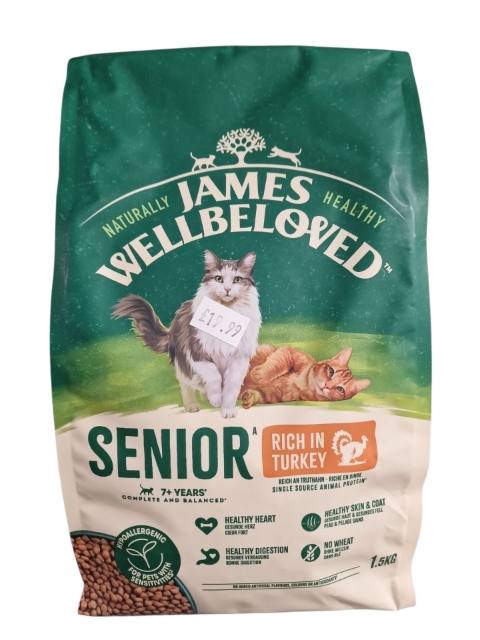 James Wellbeloved Senior Cat Dry Food Rich in Turkey 1.5kg