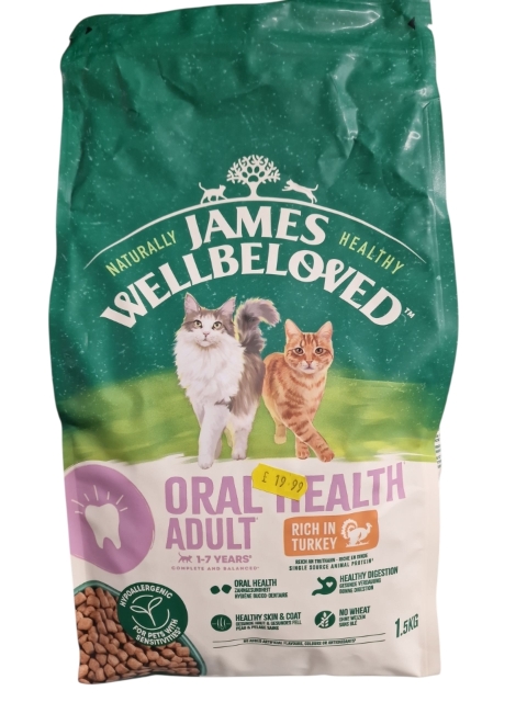 James Wellbeloved Oral Health Adult Cat Food Rich in Turkey 1.5kg