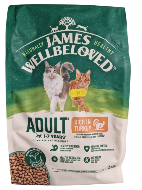 James Wellbeloved Adult Cat Food Rich in Turkey 1.5kg