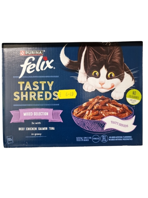 Felix Tasty Shreds Mixed Selection in Gravy 12 Pouches