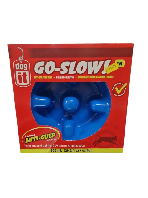 Dogit Go Slow Anti Gulping Bowl Medium Blue 600ml