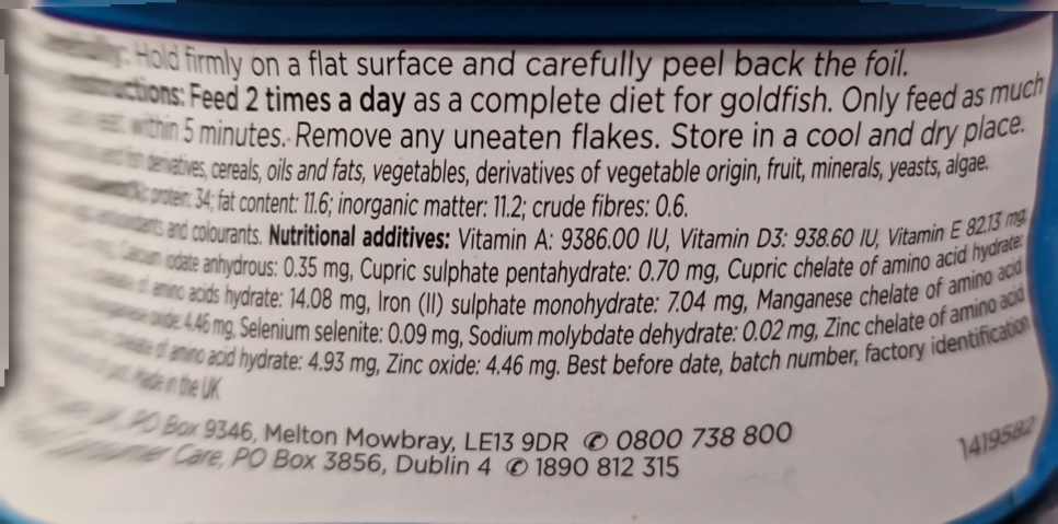 Aquarian Goldfish & Coldwater Flake Food   Complete Nutrition