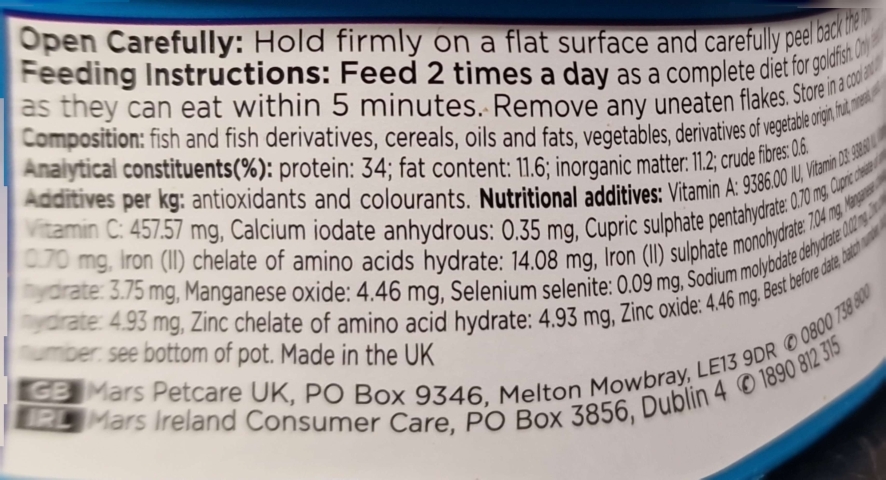 Aquarian Goldfish & Coldwater Flake Food   Complete Nutrition
