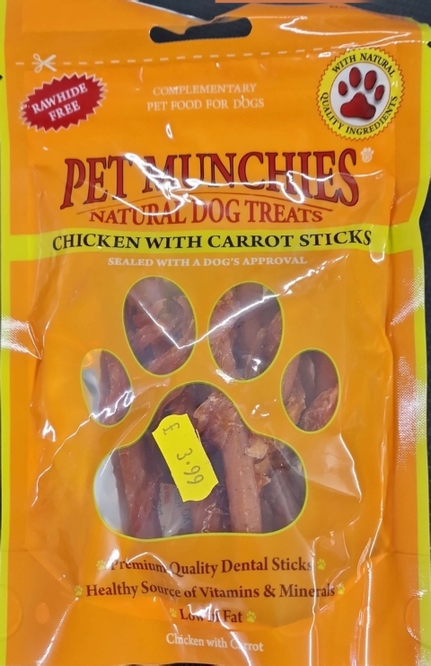 Pet Munchies Chicken with Carrot Sticks Natural Dog Treats